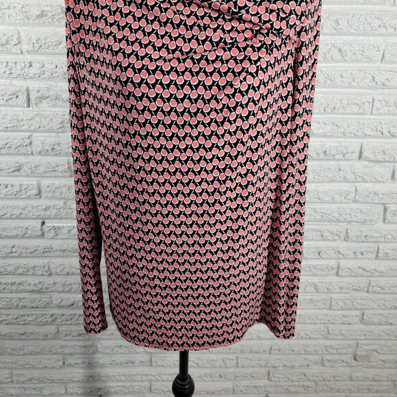 Liz Claiborne Womens Top Extra Large Black Pink Geometric Draped Neck GEO92E - Picture 4 of 10